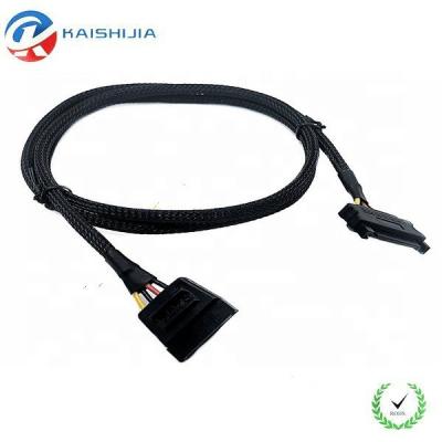 China COMPUTER 1M SATA 15 Pin Female to Male Power Extension Cable Black Sleeved for sale