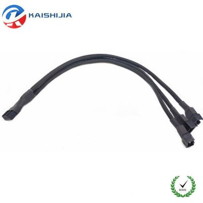 China Black Sleeved Computer 4 Pin PWM Fan Y Splitter Cable 1 to 3 Way Fan Power Extension Cable for sale