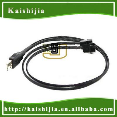 China Computer Fan Black Sleeved USB To Dual 3-Pin/4-Pin PWM Fan Splitter Cable Adapter - 50cm for sale