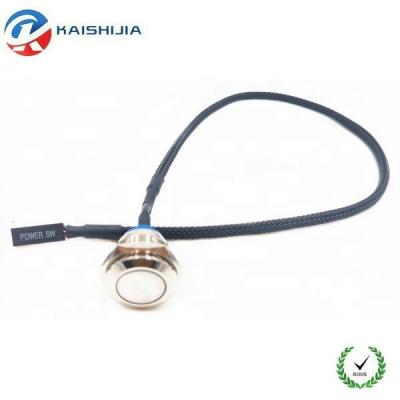 China COMPUTER Metal 16mm Reset Button Switch With Power Switch Black Sleeved Cables for sale