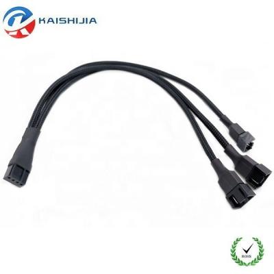 China COMPUTER 30CM PWM 4 1 to 3 Pin Splitter Cable Way to Black A.W.G. Wire Cable Sleeving computer pc cooling fan 22 for sale