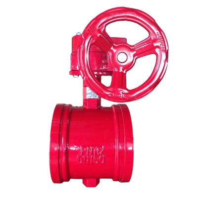 China worm gear general signal seal spline turbine butterfly valve fire fighting signal flowseal manual butterfly valve for sale