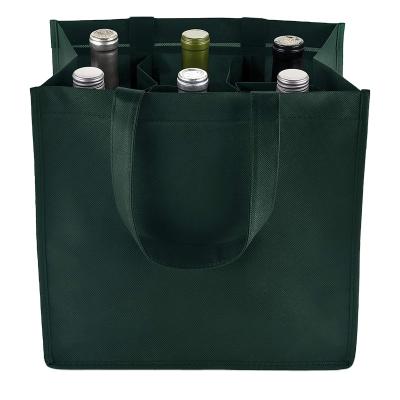 China Cheap Reusable ECO CUSTOM LOGO Handled Printed Promotional Non Woven Wine 6 Bottle Tote Bag With Dividers for sale