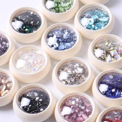 China Nail Art Decoration 3D Nail Design Stone Maker Price Manicure Tools Multi Color Mixed Size Shiny Fake Stones Wholesale for sale