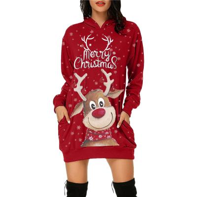 China Wholesale Custom Elks QUICK DRY Hoodie Christmas Long Hoodie For Women for sale