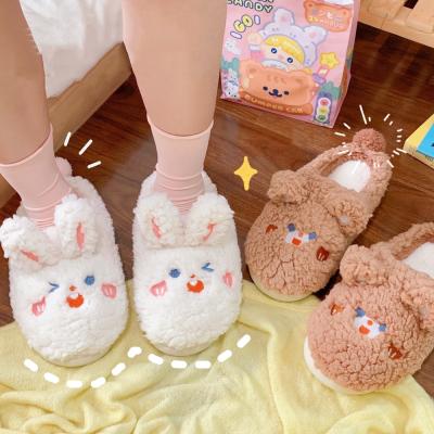 China Fashion Trend Lovely Cotton Women's Slippers Cartoon Rabbit Winter Cotton Pairs Cute Soft Fluffy Shoes Winter Indoor Warm Home Indoor Slippers for sale