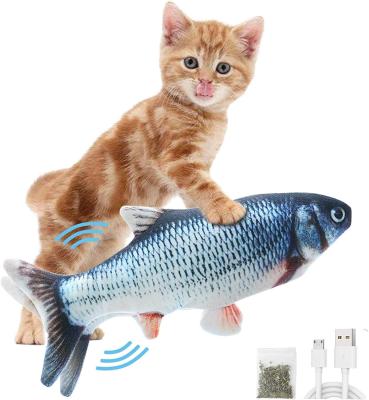 China Amazon Hot Sale Interactive Pet Toy Electric Cat Plush Toy Squeaking Fish Flippity Fish Toy for sale