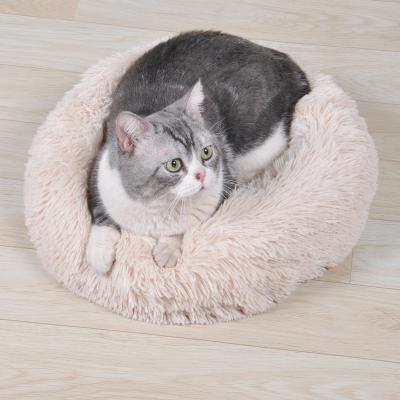 China Hot Sale Travel Fluppy Faux Fur Donut Bed Around Pet Bed For Dog And Cat In Drop Shipping Stock Factory for sale