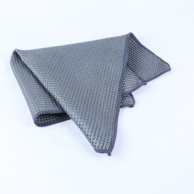 China Fine Grade Durable Double Side Car Washing Gray Small Towel With Waffle Weave Face Easy To Clean for sale