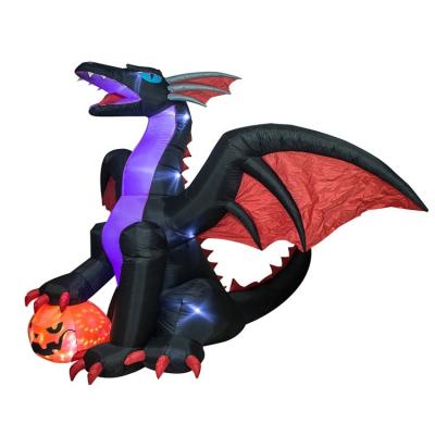 China Factory Price Wholesale Blue 8 Feet Huge Dragon With Pumpkin Tall Inflatable 243cm/8ft for sale