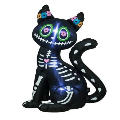 China Polyester 122cm Tall Inflatable Black Cats With Animated Head For Halloween Decoration for sale