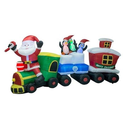 China The Other Cool Foot The Light Effects 8 Long Inflatable Santa Claus Driving The Train for sale