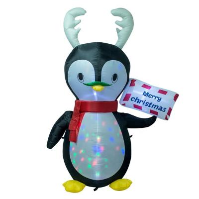 China Outdoor 7ft Polyester Inflatable Christmas Party Holiday Decoration Send Mail Penguin for sale