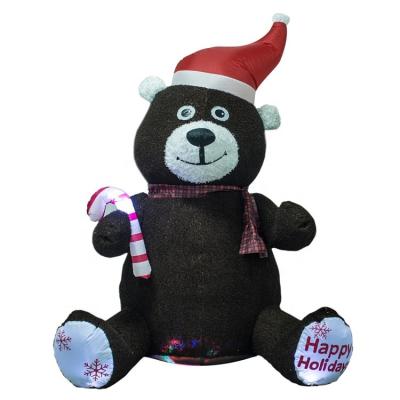 China Polyester Inflatable Christmas Decoration Indoor Outdoor Yard Resting Black Bear for sale