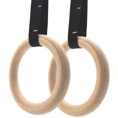 China Durable+environment protection FDFIT Wooden Gymnastic Fitness Rings With Numbered Straps en venta