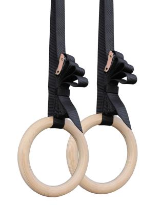 China Durable+environment protection FDFIT nylon cross strap fitness wooden training gymnastic rings for sale