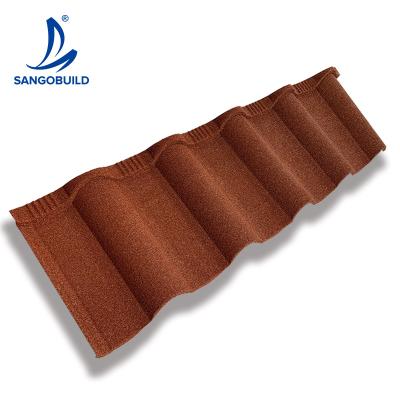 China 1290x380mm sangobuild metal roofing materials stone sheet roof tile composite roofing golan style for sale