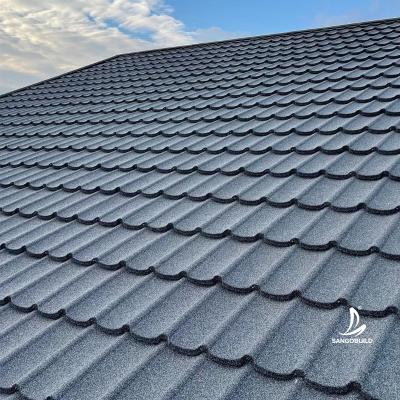 China Windproof Metal Roof Tile Factory Price In Nigeria Zinc Sand Color Metal Roof Stone Coated Metal Roofing Tiles for sale