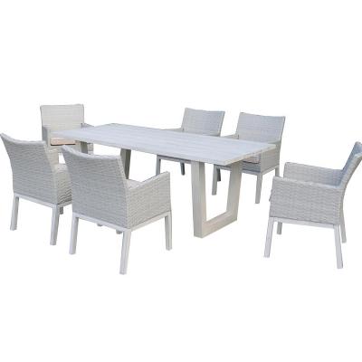 China Outdoor Weather Furniture Garden Furniture Brushed Modern Aluminum Dining Table Chair Set for sale