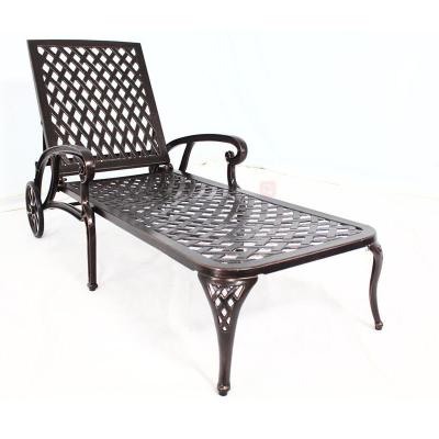 China Weather Outdoor Furniture Sun Couch Furniture Cast Aluminum Outdoor Chaise Lounge for sale