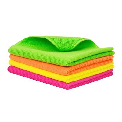 China Wholesale Stocked 40*40cm Microfiber 4PK Microfiber Cleaning Cloth Clean Single Color Microfiber Cloth for sale