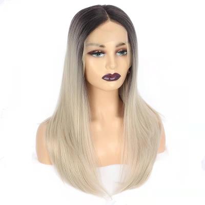 China Long Straight Hair Silky Straight Gradient Color Synthetic Hair Wigs for sale