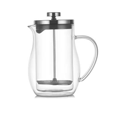 China WITH LID Borosilicate Multifunctional Portable Coffee Glass French Press for sale