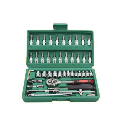 China Easy Carry Logo Printed Heavy Duty Professional Chrome Vanadium 46PCS Hand Tool Socket Wrench Auto Repair Set for sale