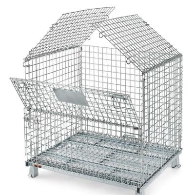 China Collapsible Folding And Stackable Storage Cage Wire Mesh Container for sale