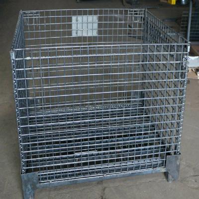 China Foldable Steel Pallets For Sale Equipment Storage Cages Wire Mesh Container With Pallet for sale