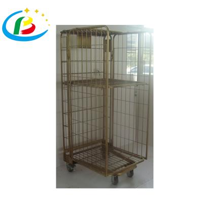 China Light Duty Roll Cage STEEL Galvanized Metal Wire Laundry Used Container for sale