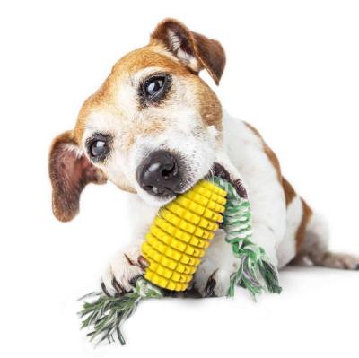 China Toy For Aggressive Chewing Teeth Viable Yellow Chewing Shape Corn Pet Cleaning IQ Training Walking Toys for sale