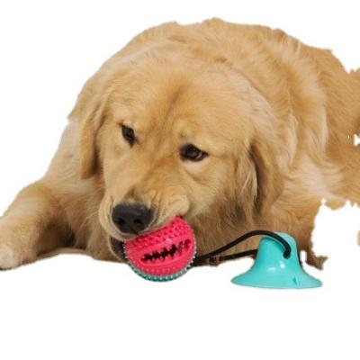 China Viable Dogs Chewing Toy Self-Playing Rubber Chew Ball With Suction Cup For Teeth Cleaning for sale