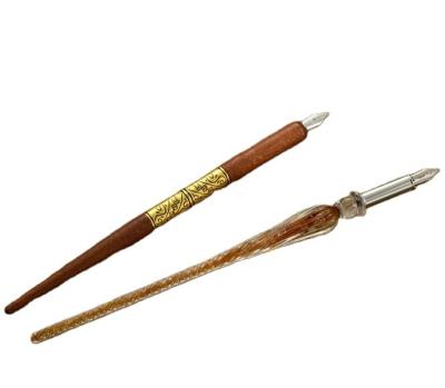 China Retro Art Calligraphy Pen Set, Glass Pen and Wooden Dip Handcrafted Pen Gift Dip Set for sale