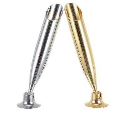 China office & School Pen 2022 Luxury Gold Metal Trackball Pen With Low Fix On Table Counter Liquid Ink Pens Finance Pen Holder for sale