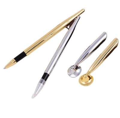 China office & Marble Base Funnel Set Gold Pen Set Gold Pen With Pen Top Desk Clock Turkey Famous Office Gift School for sale