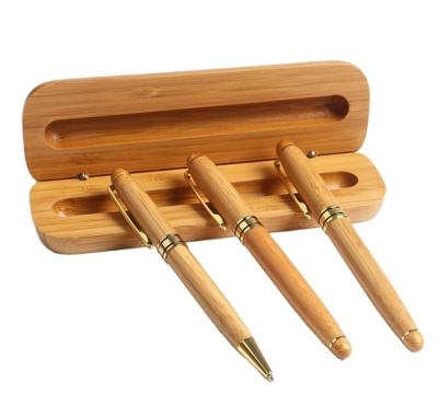 China office & Customized School Pen 2022 Logo Bamboo Wooden Ballpoint Pen With Interesting Wooden Gift Box For Business Office Writing for sale