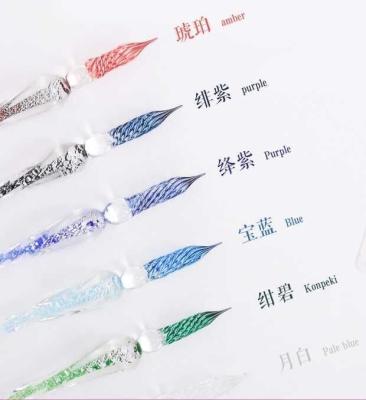 China Creative Glass Dip Pen Crystal Ink Pen Perfect Gifts Quill Dip Pen for Signature Writing Calligraphy Stationery for sale