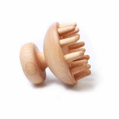 China Eco-friendly Wooden Massage Scalp Head Round Gua Sha Wood Mushroom Massager for sale