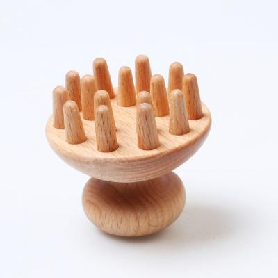 China Portable Wooden Round Head Scalp Massager Artifact Wooden Body Claw Mushroom Massager for sale