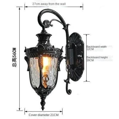 China European and American rural outdoor waterproof creative support cast iron bed lamp balcony E27 retro wall tempered glass p lamp for sale