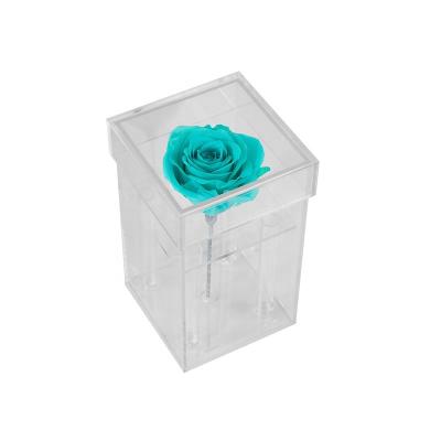 China Hot Selling Cut Fresh Rose Acrylic Gift Box Durable Eternal Roses Forever Preserved In Box for sale