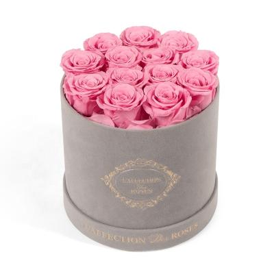 China decorative flowers & Garlands Preserved Roses In Round Luxury Gift Box For Birthday Wedding Christmas Valentine Mothers Day Girlfriend Gift for sale