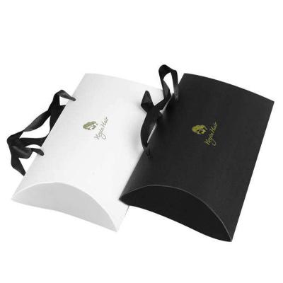 China Recyclable Black standard pillow shaped 300gsm white card paper boxes for 3-4 virgin bundles packaging with personal logo for sale