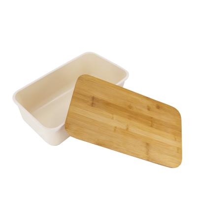 China New Sustainable Portable Eco-Friendly Custom Logo Bamboo Fiber Bread Lunch Box With Bamboo Lid for sale