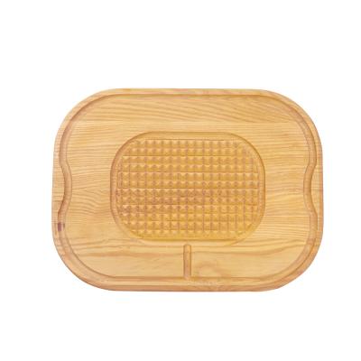 China Sustainable high quality cutting board in white oak wood with drip groove cut and serving board for butcher for sale