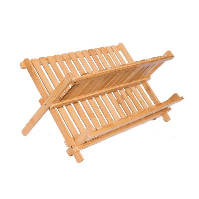 China Sustainable Bamboo Drying Rack 2 Tier Dish Storage Rack Home Kitchen Organizer for sale