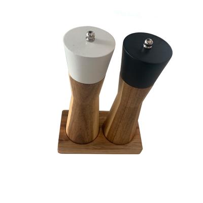 China Sustainable Acacia Salt and Pepper Grinder with a Tray Set 3 Grinder Fine Fit Included for sale