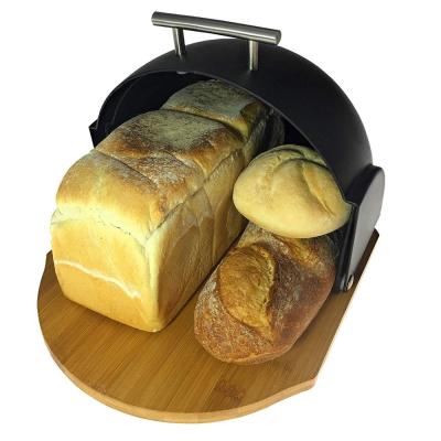 China Sustainable Bread Bin With Bamboo Bread Box Cutting Board Bread Keeper Modern Compact for sale