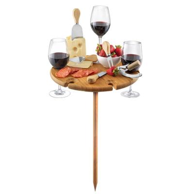 China Hot Sale Wooden Picnic Easy Carry Portable Board with Utensils - 100% Bamboo Outdoor Wine Table | Fun and Camping Cheese Board for sale